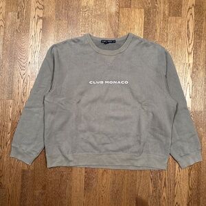 Vintage Y2K Club Monaco Made in Canada Logo Gray Fleece Sweatshirt Mens XL